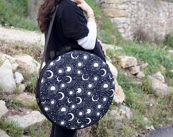 Sun and Moon Patterned Frame Drum Bag