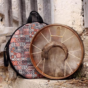 Air Tuning Shaman Drum with Goat Horn Handle (Medium Size)
