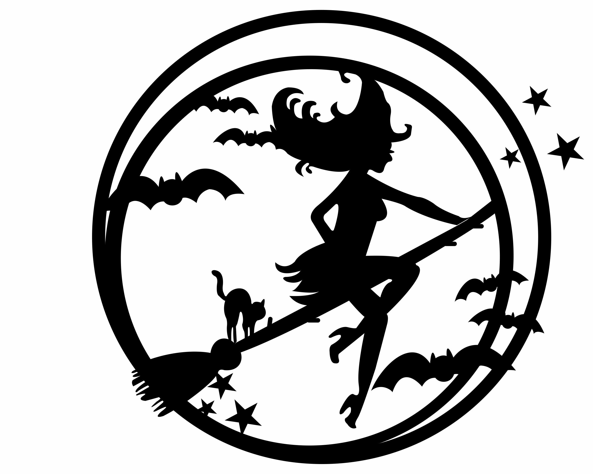 Witch in Moon Svg Halloween Svg Silhouette Cameo Svg Png Etsy