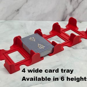 Draw and discard tray, quadruple wide card tray, 4 tray playing card organizer, Available in 6 heights!