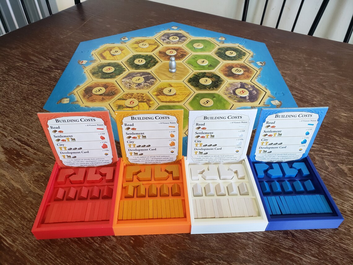 Catan player tray & game piece holder and organizer and Etsy