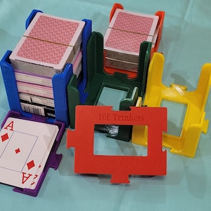4 way Interlocking playing card tray, 6 heights to choose from. Sized for sleeved cards