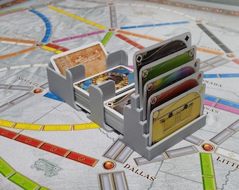 Ticket to Ride compatible draw and discard station - card tray for Train Cards, Discard Pile, Destination Tickets, and Face Up Cards