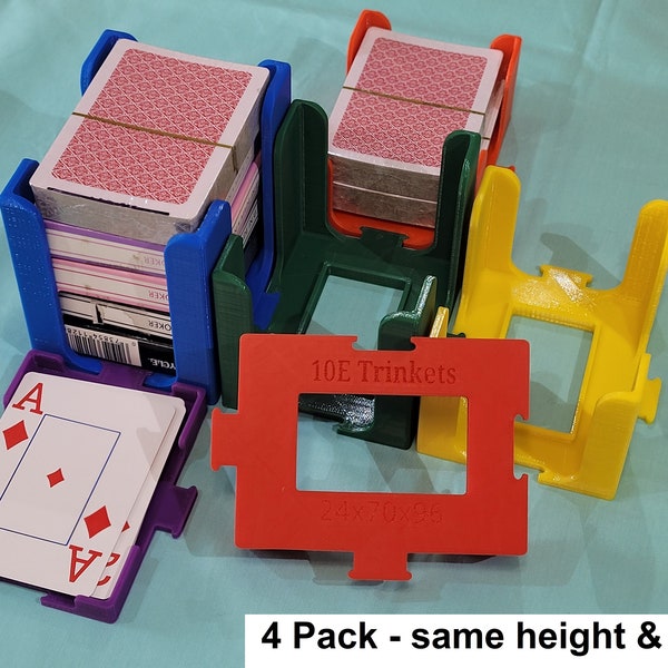 4 PACK of 4 way Interlocking playing card tray, 6 heights to choose from. Arrange in any grid you like! Sized for sleeved cards