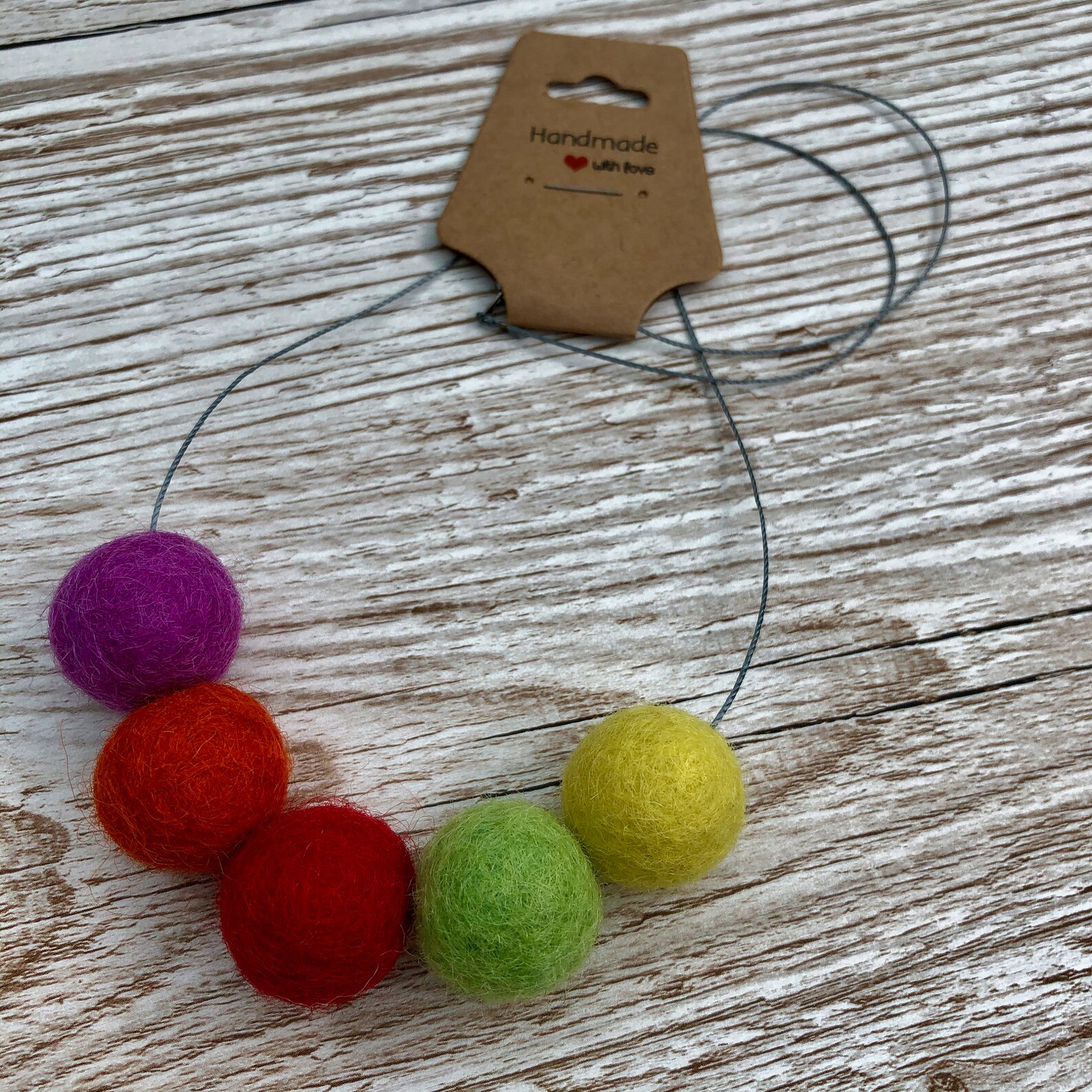 Bright and Colourful Felt Ball Necklace Felt Ball Necklace Etsy UK