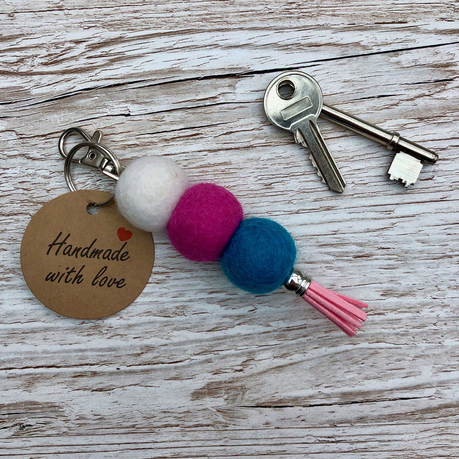 Felt Ball Key Ring Felt Ball Key Chain Key Ring Bag Etsy