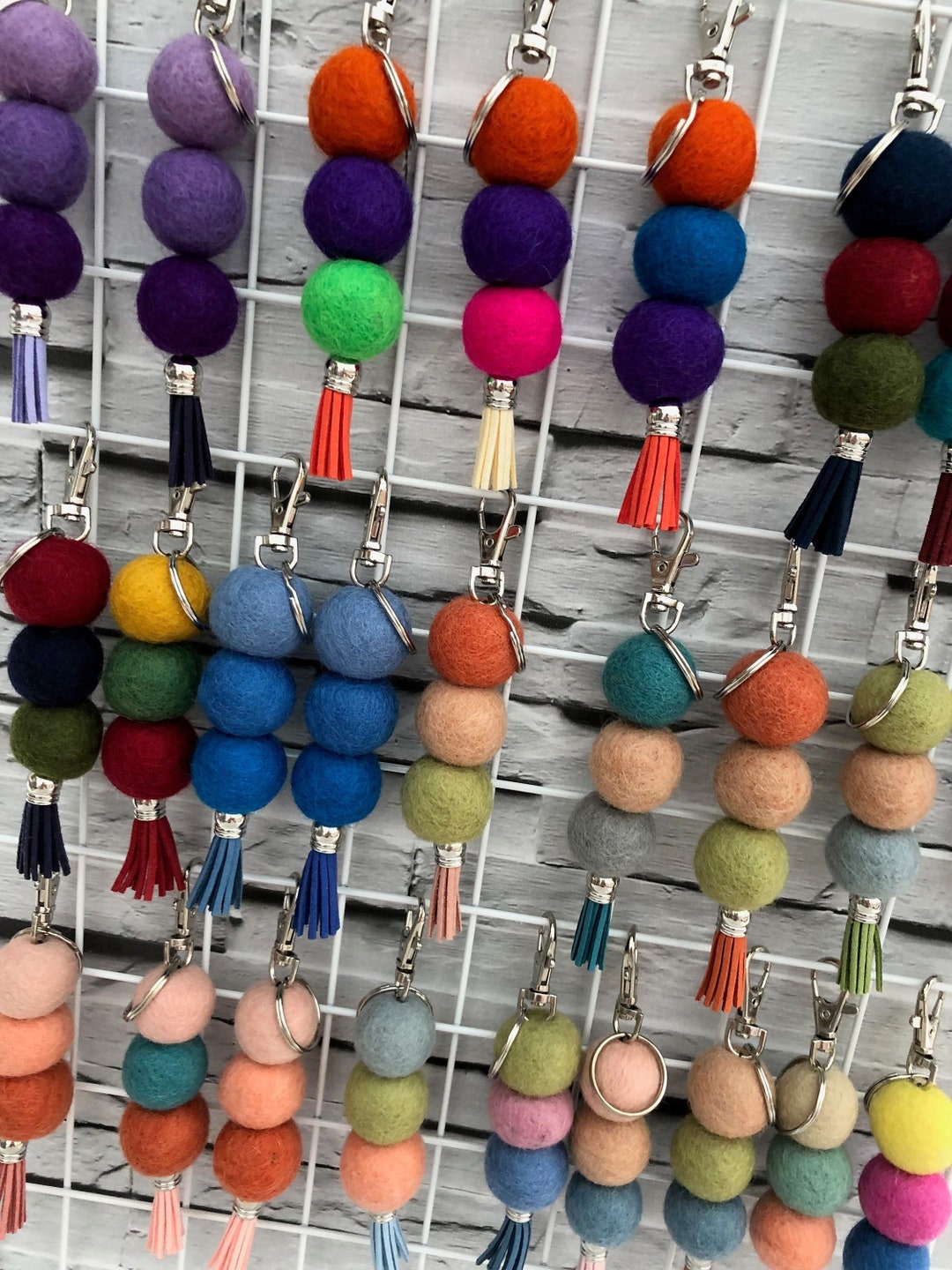 Felt Ball Key Ring Felt Ball Key Chain Key Ring Bag Charm Gift for Her