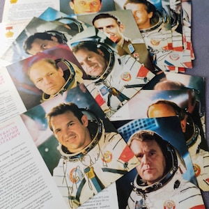 Serie di cosmonauti sovietici commemorativi, eroi del cosmo, astronauti, carta spaziale dell'URSS, Gagarin, Titov, Tereshkova