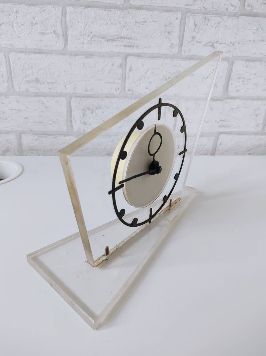 Vintage Art Deco Acrylic Table Clock Czechoslovakia - Etsy