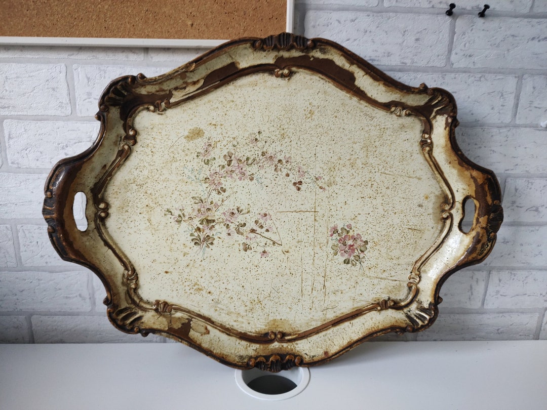 Antique Wooden Serving Tray Early 20th Century Etsy