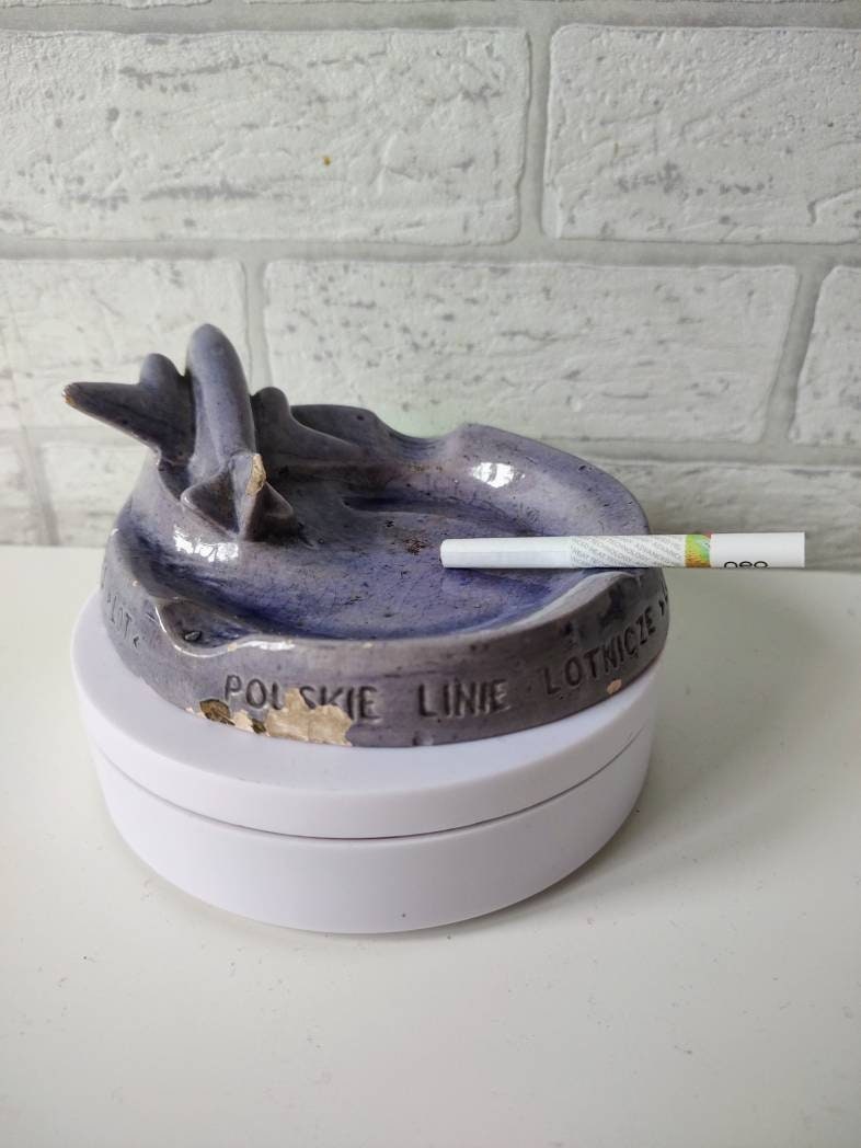 Vintage Ceramic Advertising Ashtray Polish Airlines LOT Etsy