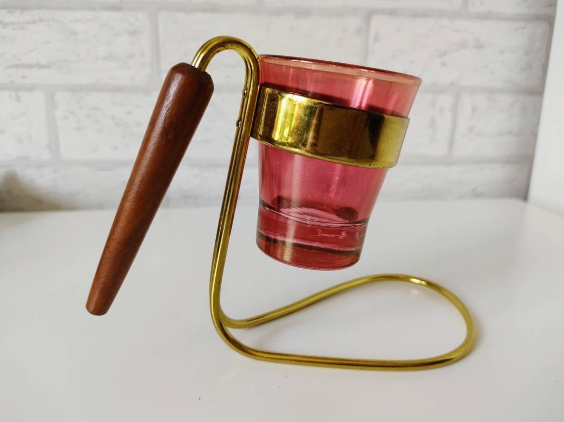 Shot glass with brass handle Germany '80 Etsy