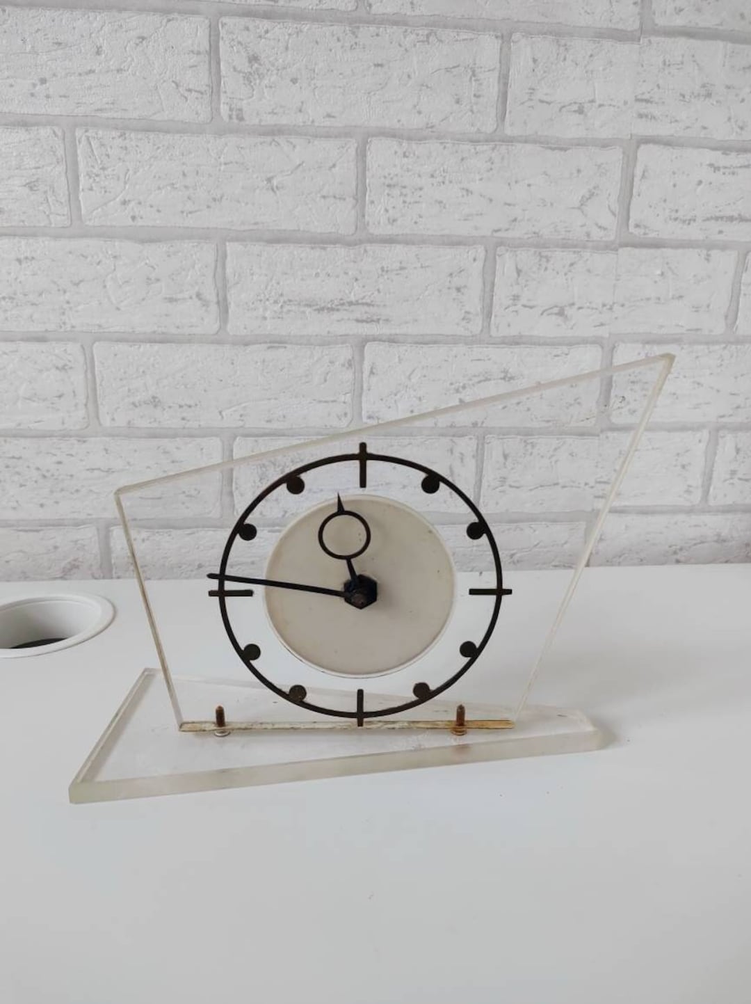 Vintage Art Deco Acrylic Table Clock Czechoslovakia - Etsy