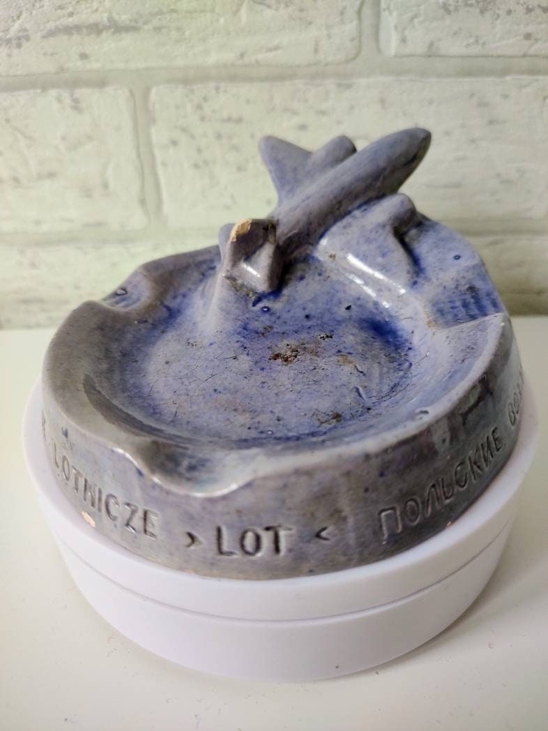 Vintage Ceramic Advertising Ashtray Polish Airlines LOT Etsy