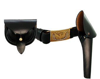 thumbnail image 2 of Civil War Reproduction Leather Waist Belt With Holster – Right Hand Draw, Black 2 of 5