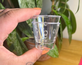 Handmade Hard Clear Plastic “Orchid Pots” “Kratky Pots” “Semi-Hydroponic Pots” 1.75in tall 1.75in diameter 1.5oz