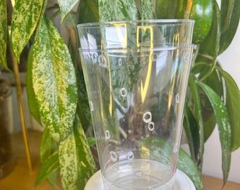 Handmade Hard Clear Plastic “Orchid Pots” “Kratky Pots” “Semi-Hydroponic Pots” 4.7in tall 3in diameter 12 oz
