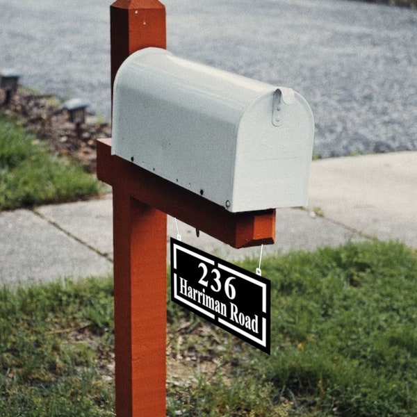 7"x12" Metal Mailbox Sign - Modern House Number Plaque - Customizable Address Marker - Personalized Design - Hanging Mailbox Plaque