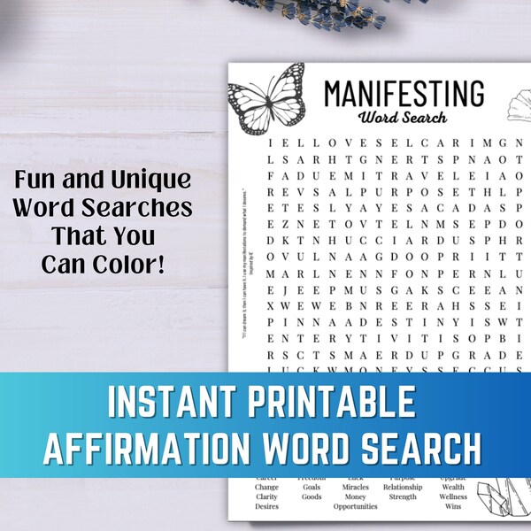 Daily Affirmation Print Instantly Download Manifestation Journal Coloring Pages For Adults Word Activity Relaxation Gift For Stress Relief