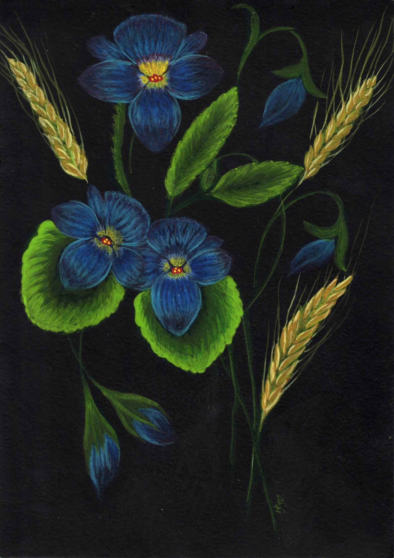 Original Tempera Art Floral Art Flowers Tempera Painting Etsy