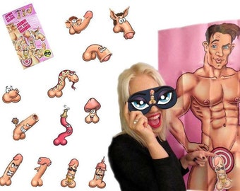 Junk on the Hunk Junggesellinnenabschied Spiel, witziges Pin the Junk on the Hunk Poster, Hens Party Gag Gift, Bridal Shower Decor, Versandfertig
