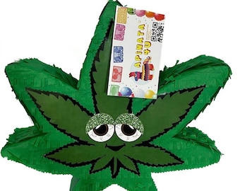 麻の葉のピニャータ、ウィード大麻パーティーデコレーション、誕生日、420テーマパーティーのお祝いに最適、18インチ、すぐに発送
