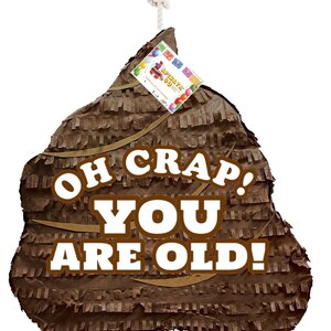 Oh Crap You Are Old Pinata, Funny Birthday Party Decoration, Brown Poop Emoji Design, Gag Gift for Milestone Celebrations, Ready to Ship