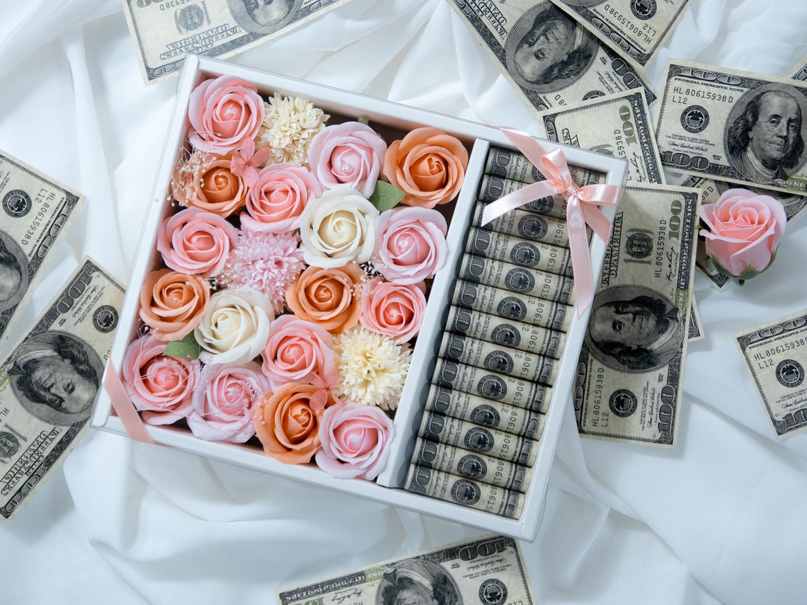 Custom Soap Flower Money Gift Box / Fathers Day Gift / Etsy