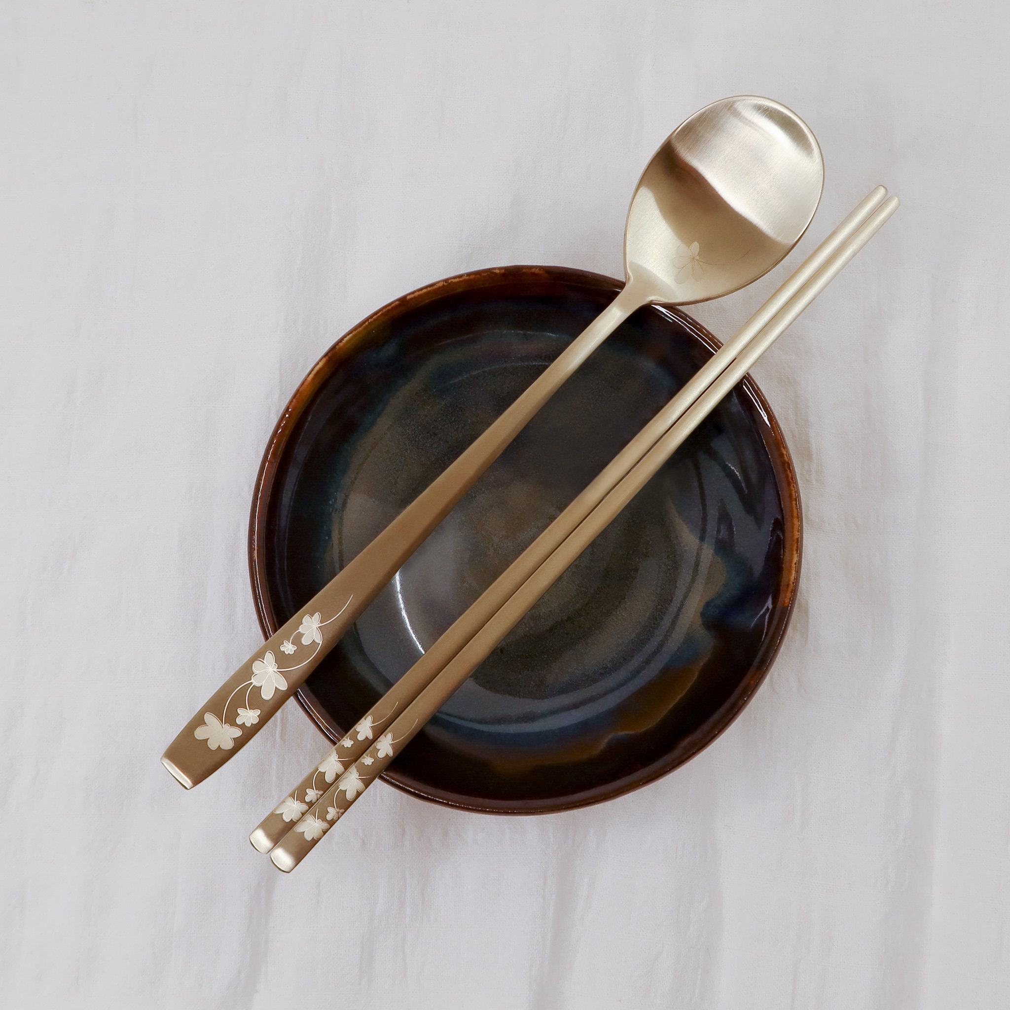 Korean Chopsticks and Spoon set/Korean flowers printed/Gift Etsy