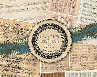 Sheet Music Collage Printables - 4 Pages of Vintage Musical Ephemera for Digital Download