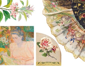 VALENTINES DAY Ephemera Kit - Victorian Cards Vintage Florals for junk journals card making Boho Floral