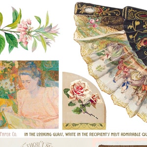 VALENTINES DAY Ephemera Kit Victorian Cards Vintage Florals for junk journals card making Boho Floral image 1