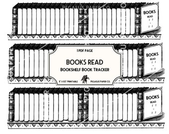 Books Read Bookshelf Reading Journal Book Tracker or Junk Journal Page