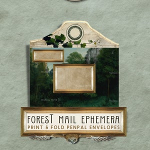 Forest Mail Ephemera Junk Journal Kit, Printable Woodland Journal, Green Digital Journal Supplies, Penpal Happy Mail Post Pack image 2