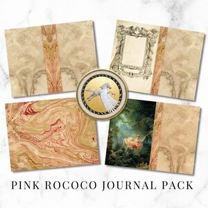 PINK ROCOCO PAPER Imprimible, Vintage Junk Journal Digital Download of Collage Papers para revistas, papelería, escritura de cartas y fabricación de tarjetas