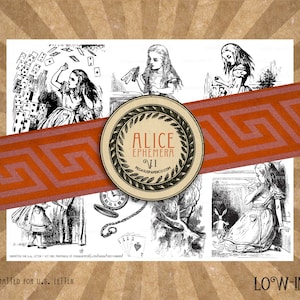Alice im Wunderland Ephemera Kit: Vintage Steno Buchseiten (Digitaler Download)