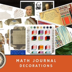 MATH Junk Journal Kit - Marque-pages Enveloppes Poches Carte de Journal Mince Grèce Antique Thème Académique