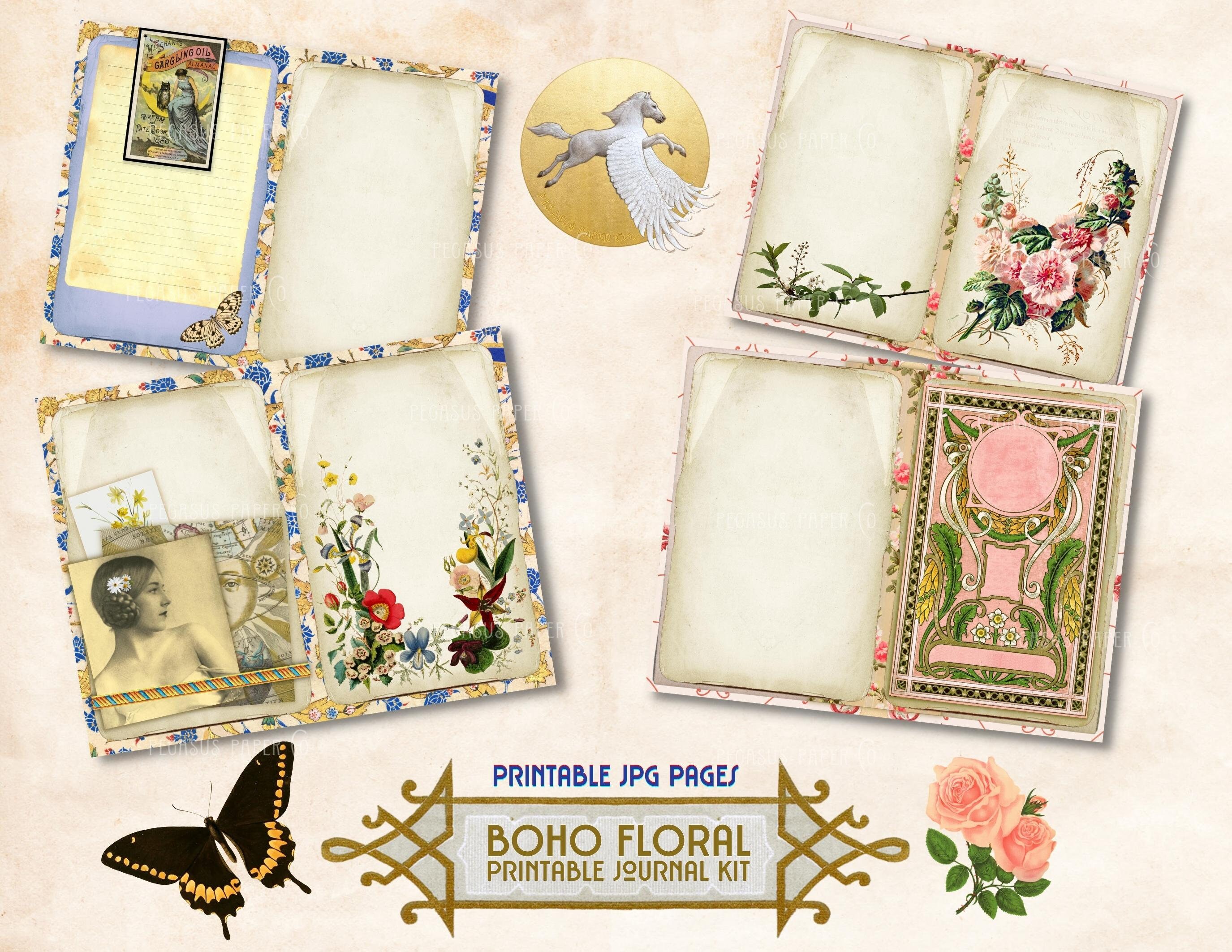 Boho Floral Junk Journal Kit: Printable Ephemera (digital Paper) - Etsy