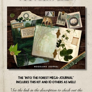 Forest Mail Ephemera Junk Journal Kit, Printable Woodland Journal, Green Digital Journal Supplies, Penpal Happy Mail Post Pack image 10