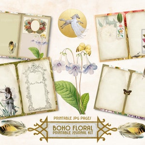 Boho Floral Junk Journal Kit: Printable Ephemera (Digital Paper)