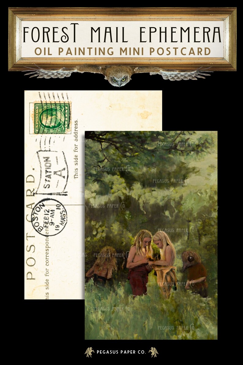 Forest Mail Ephemera Junk Journal Kit, Printable Woodland Journal, Green Digital Journal Supplies, Penpal Happy Mail Post Pack image 8