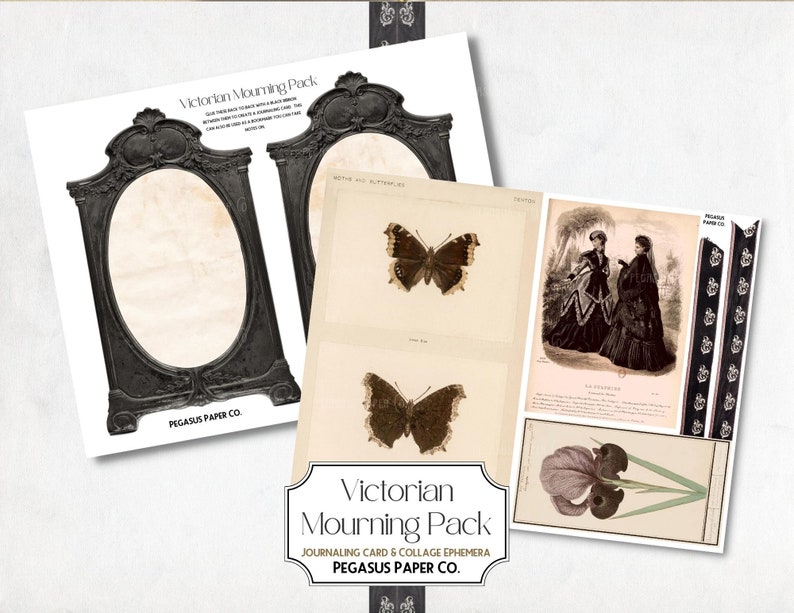 Victorian Mourning Junk Journal Kit: Gothic Ephemera (Digital Download) image 9
