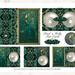 Pearl and Holly Ephemera Printable, Scrapbooking Digital Download Pack, Christmas Junk Journal, Holiday Tree Ornaments, collage image 3