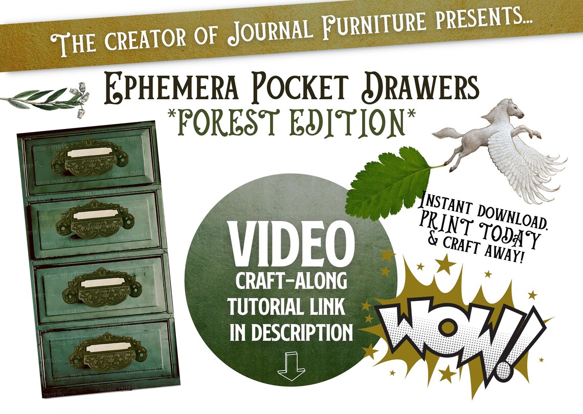 Journal In Drawer FOREST EPHEMERA Pocket Drawers Junk Journal Insert Woodland - Etsy