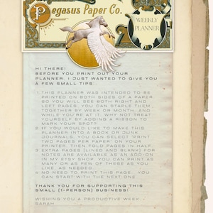 Weekly Printable Planner With Notes Vintage Academia Old Book Junk ...
