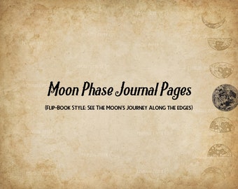 Moon Phase Junk Journal, Lunar Cycle Stationery Kit, Instant download, printable letter writing and scrapbook supplies, US Letter