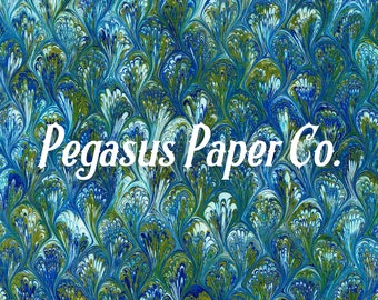 Digital Paper Download Peacock Pattern Blue Endpaper Bookbinding Junk Journal Supplies or Wrapping Paper