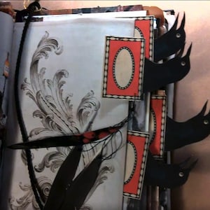 4 roepende vogels Crow-indextabs voor junkjournals Rode kerstcadeaulabels visitekaartjes bladwijzers DIY papercraft