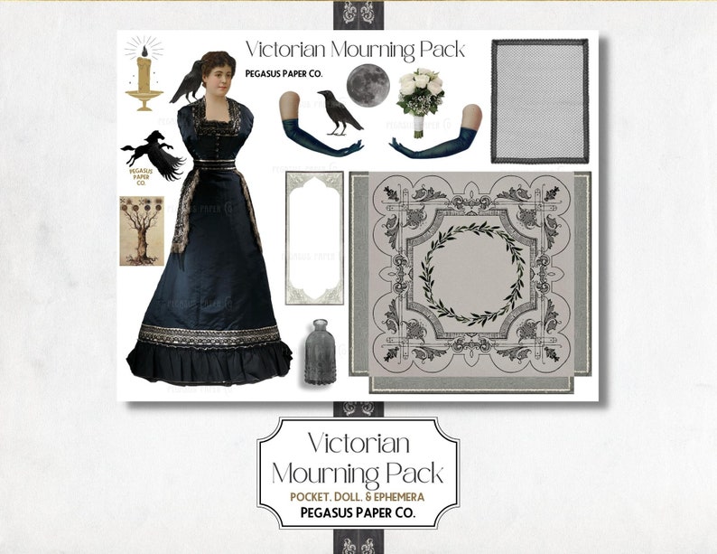 Victorian Mourning Junk Journal Kit: Gothic Ephemera (Digital Download) image 6
