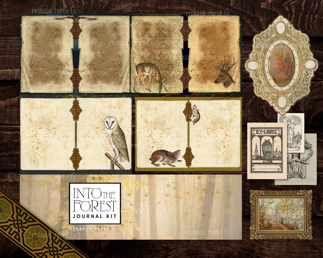 Woodland Junk Journal Kit: 99 Page Forest Animal Ephemera (digital ...